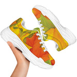 Fall Autumn Maple Leaves Print White Chunky Shoes