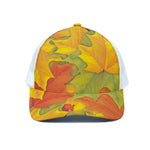 Fall Autumn Maple Leaves Print White Mesh Trucker Cap