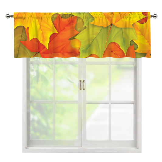 Fall Autumn Maple Leaves Print Window Valance