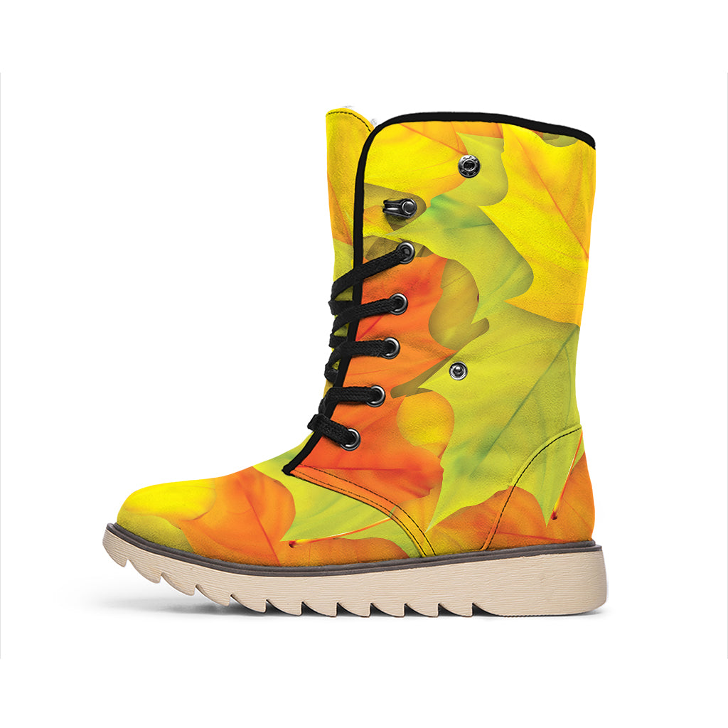 Fall Autumn Maple Leaves Print Winter Boots