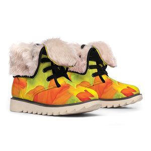 Fall Autumn Maple Leaves Print Winter Boots