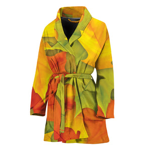 Fall Autumn Maple Leaves Print Women's Bathrobe