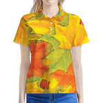 Fall Autumn Maple Leaves Print Women's Polo Shirt