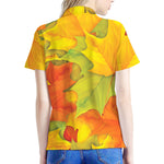 Fall Autumn Maple Leaves Print Women's Polo Shirt