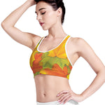 Fall Autumn Maple Leaves Print Women's Sports Bra