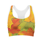 Fall Autumn Maple Leaves Print Women's Sports Bra