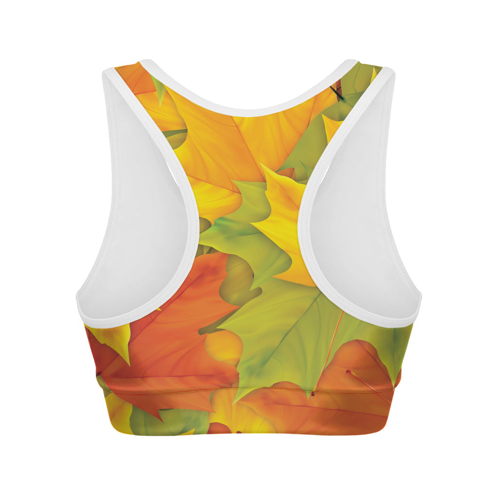 Fall Autumn Maple Leaves Print Women's Sports Bra