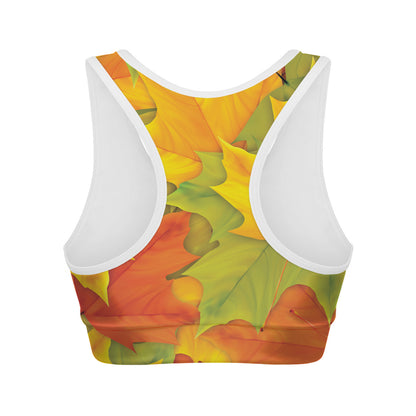 Fall Autumn Maple Leaves Print Women's Sports Bra