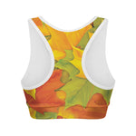 Fall Autumn Maple Leaves Print Women's Sports Bra