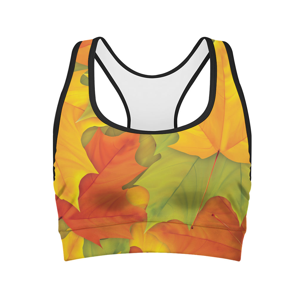 Fall Autumn Maple Leaves Print Women's Sports Bra