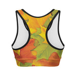 Fall Autumn Maple Leaves Print Women's Sports Bra
