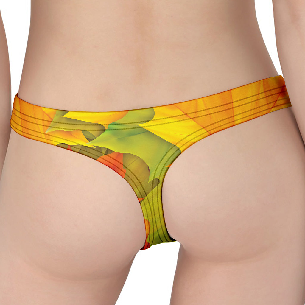 Fall Autumn Maple Leaves Print Women's Thong