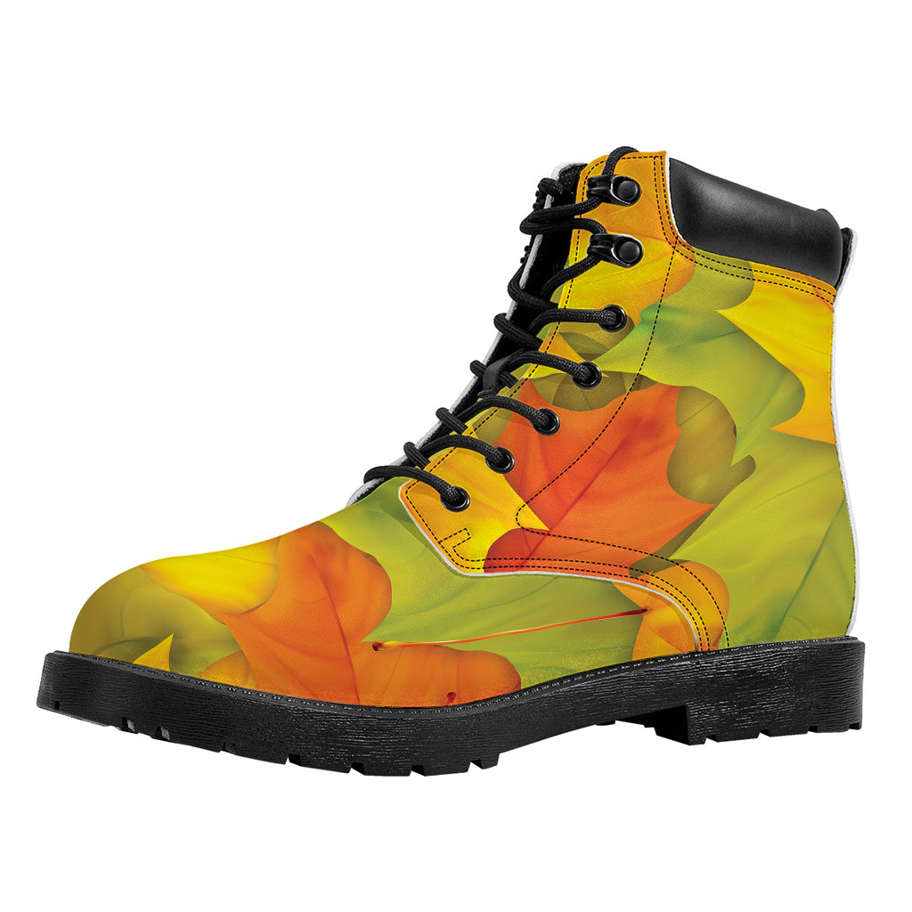 Fall Autumn Maple Leaves Print Work Boots