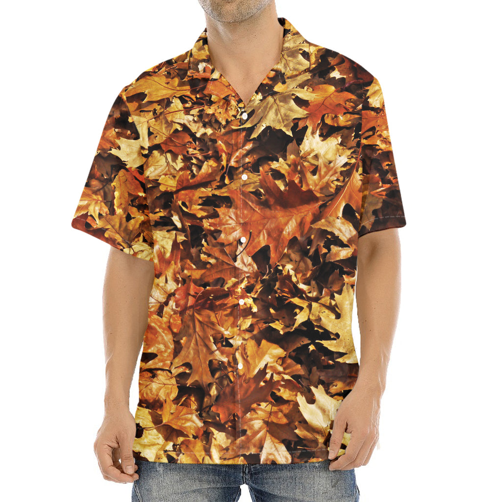 Fall Leaves Hunting Camouflage Print Aloha Shirt