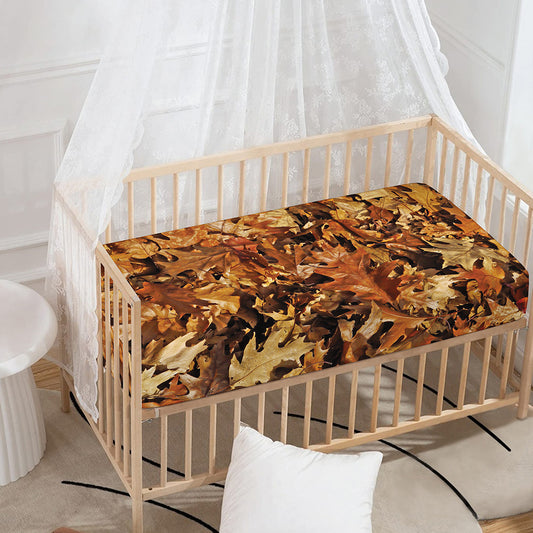 Fall Leaves Hunting Camouflage Print Baby Crib Sheet