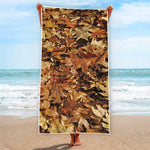 Fall Leaves Hunting Camouflage Print Beach Towel
