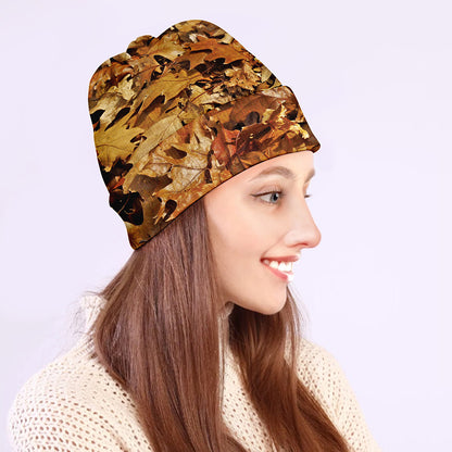 Fall Leaves Hunting Camouflage Print Beanie