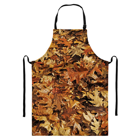 Fall Leaves Hunting Camouflage Print Bib Apron With Pocket