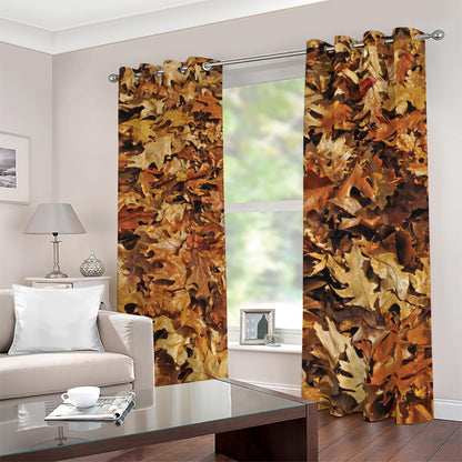 Fall Leaves Hunting Camouflage Print Blackout Grommet Curtains