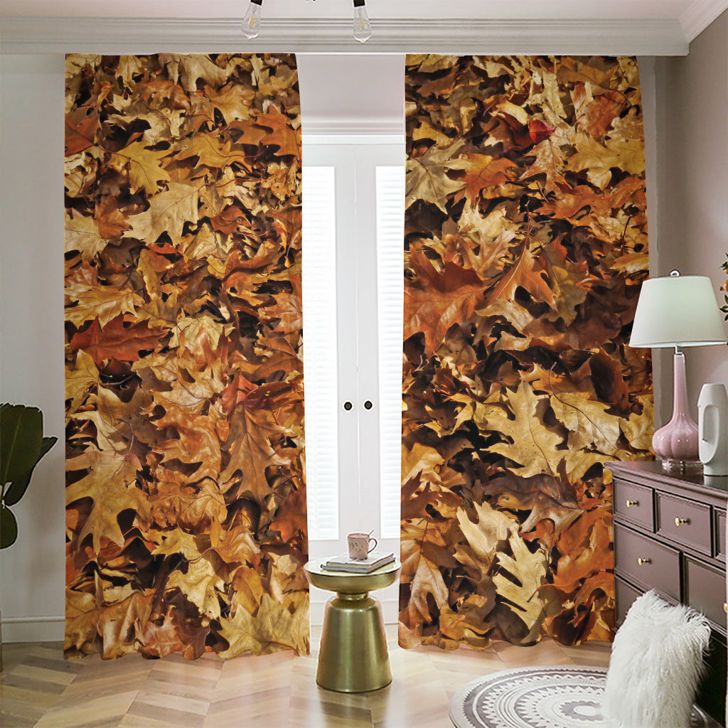 Fall Leaves Hunting Camouflage Print Blackout Pencil Pleat Curtains