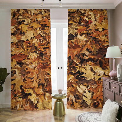 Fall Leaves Hunting Camouflage Print Blackout Pencil Pleat Curtains