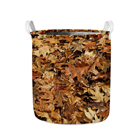 Fall Leaves Hunting Camouflage Print Collapsible Laundry Basket