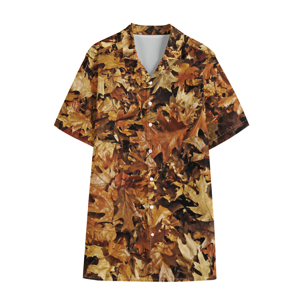 Fall Leaves Hunting Camouflage Print Cotton Hawaiian Shirt