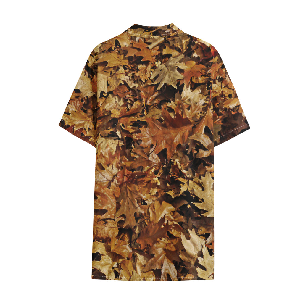 Fall Leaves Hunting Camouflage Print Cotton Hawaiian Shirt