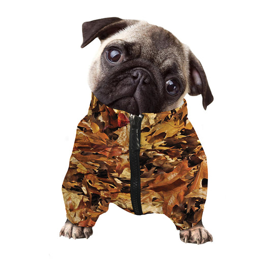Fall Leaves Hunting Camouflage Print Dog Zip Up Jacket