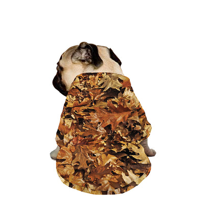 Fall Leaves Hunting Camouflage Print Dog Zip Up Jacket