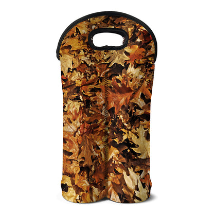 Fall Leaves Hunting Camouflage Print Double Neoprene Wine Tote