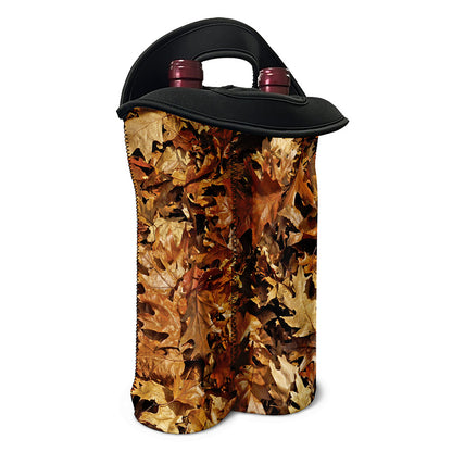 Fall Leaves Hunting Camouflage Print Double Neoprene Wine Tote