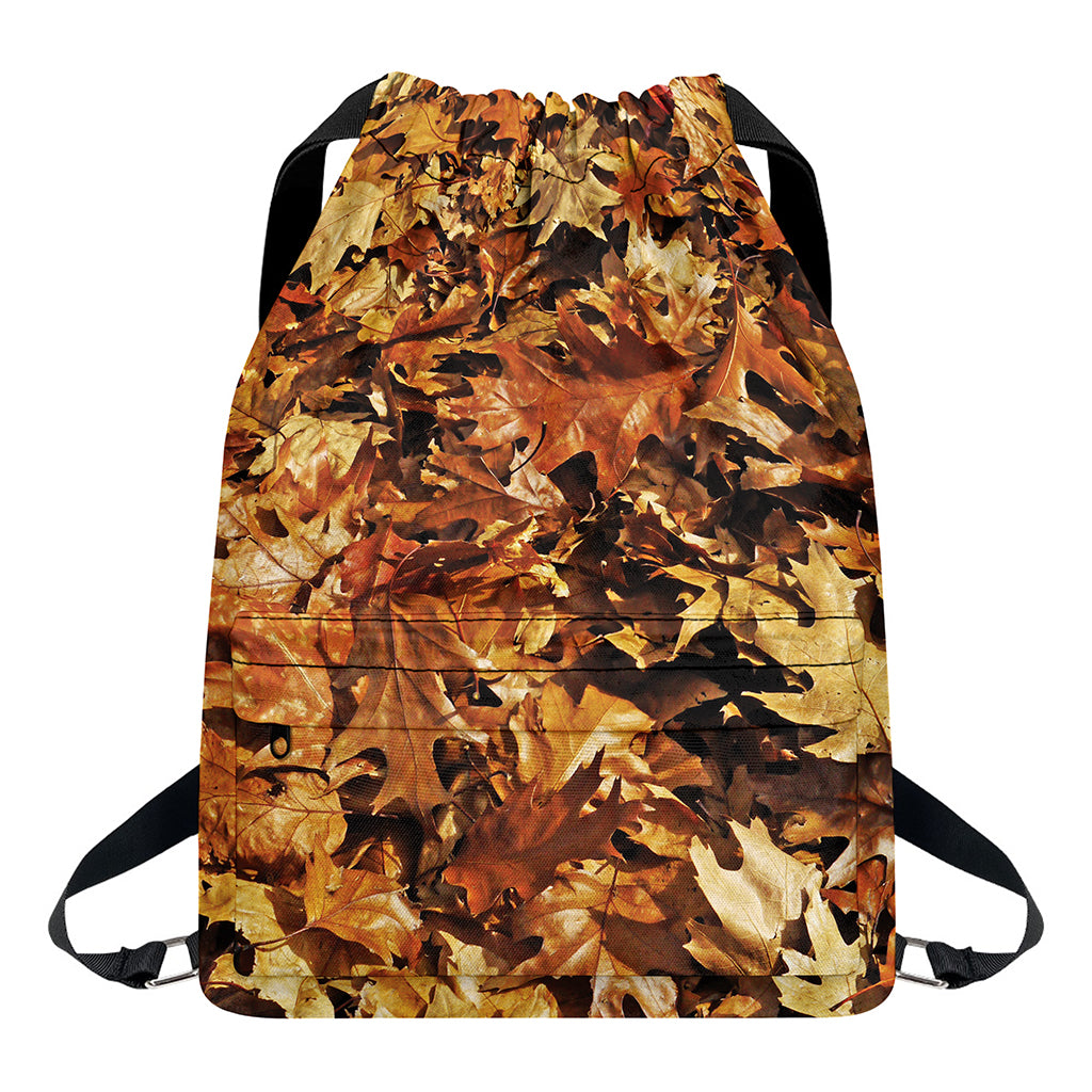 Fall Leaves Hunting Camouflage Print Drawstring Backpack