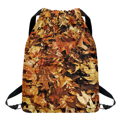 Fall Leaves Hunting Camouflage Print Drawstring Backpack