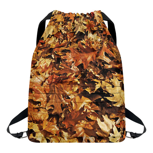 Fall Leaves Hunting Camouflage Print Drawstring Backpack