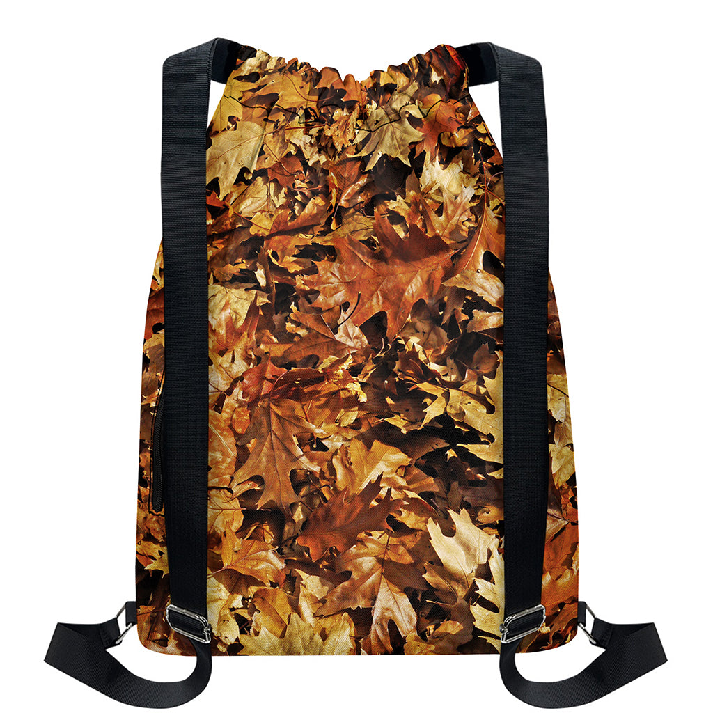 Fall Leaves Hunting Camouflage Print Drawstring Backpack