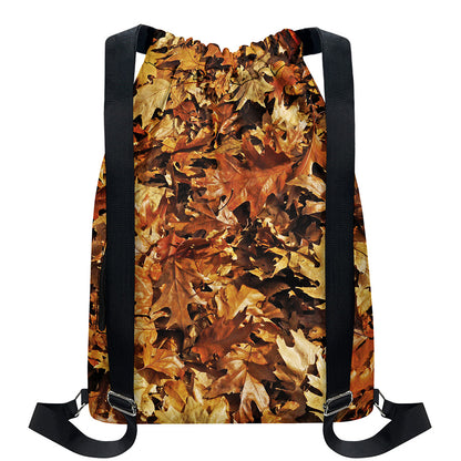 Fall Leaves Hunting Camouflage Print Drawstring Backpack