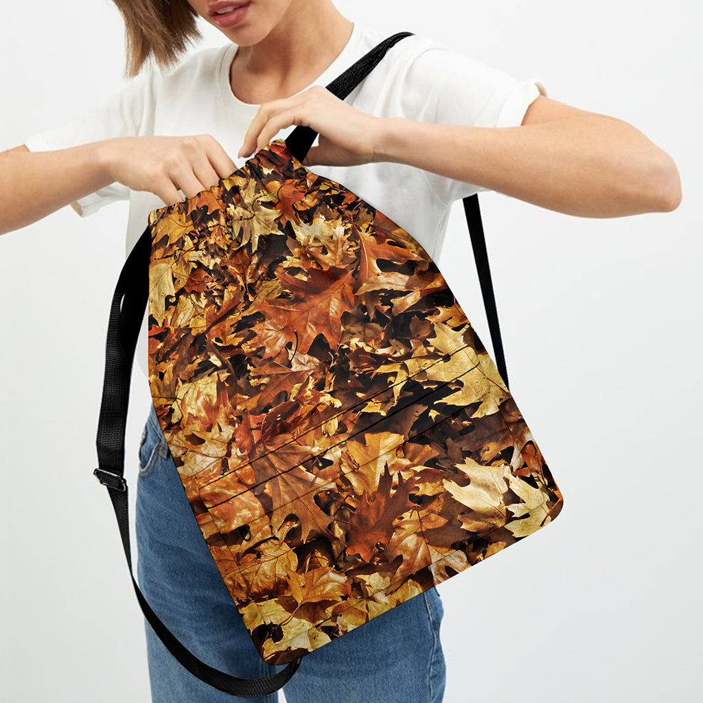 Fall Leaves Hunting Camouflage Print Drawstring Backpack