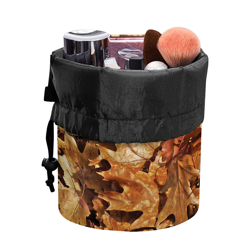 Fall Leaves Hunting Camouflage Print Drawstring Makeup Bag