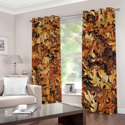 Fall Leaves Hunting Camouflage Print Extra Wide Grommet Curtains