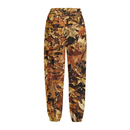 Fall Leaves Hunting Camouflage Print Fleece Lined Knit Pants