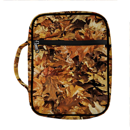 Fall Leaves Hunting Camouflage Print Front Pocket Bible Bag