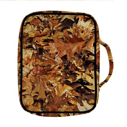 Fall Leaves Hunting Camouflage Print Front Pocket Bible Bag