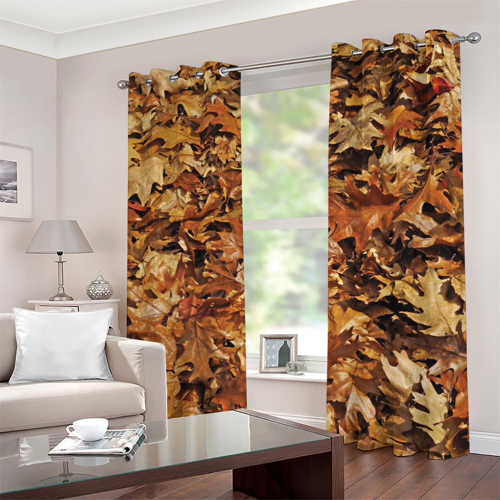 Fall Leaves Hunting Camouflage Print Grommet Curtains