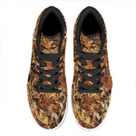 Fall Leaves Hunting Camouflage Print High Top Leather Sneakers