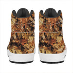 Fall Leaves Hunting Camouflage Print High Top Leather Sneakers