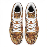 Fall Leaves Hunting Camouflage Print High Top Leather Sneakers