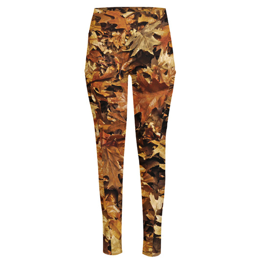 Fall Leaves Hunting Camouflage Print High-Waisted Pocket Leggings