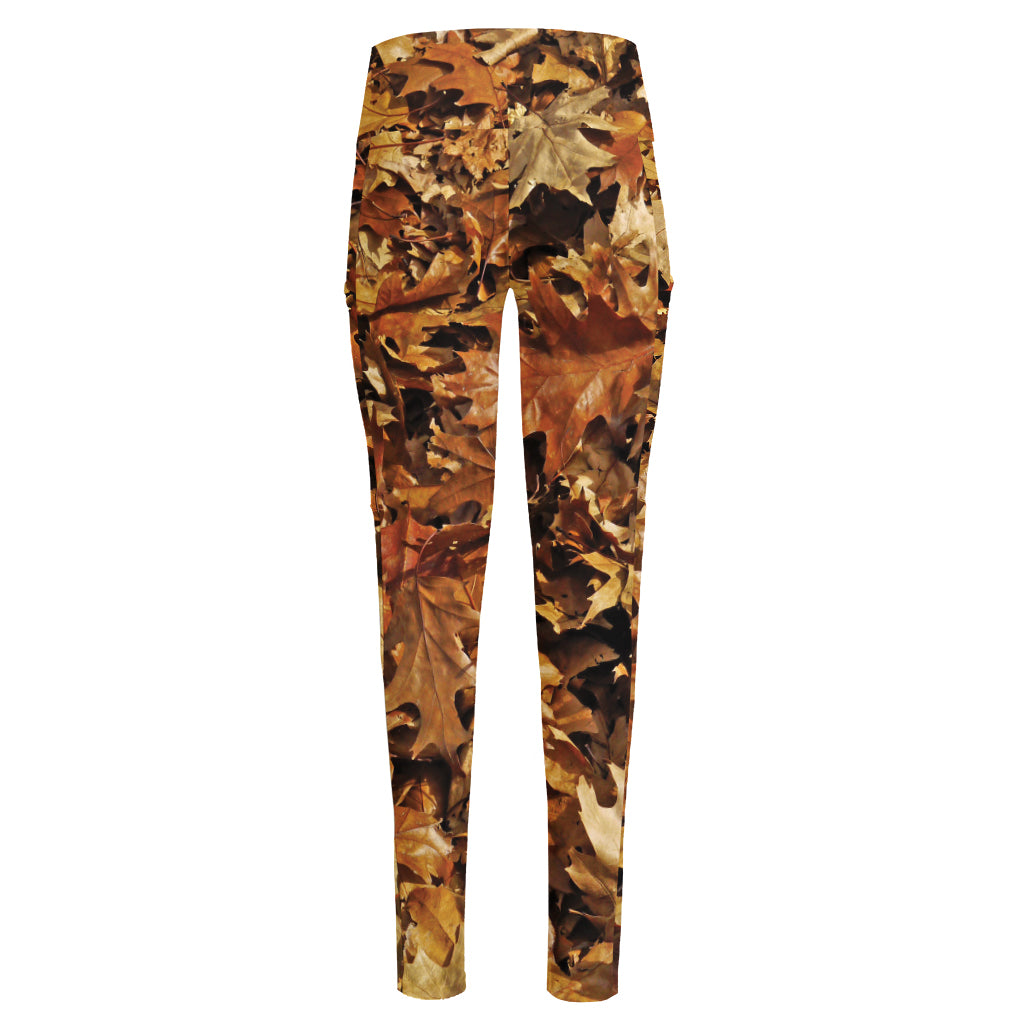 Fall Leaves Hunting Camouflage Print High-Waisted Pocket Leggings