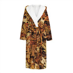 Fall Leaves Hunting Camouflage Print Hooded Bathrobe